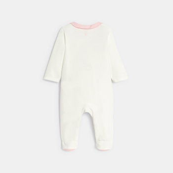 بذلة نوم من الثوب المخملي برسمة حيوانات الغابة، باللون الأبيض للأولاد الرضع.